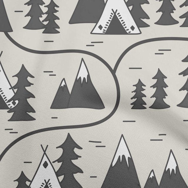 oneOone Cotton Poplin Dusty Gray Fabric Mountain Pattern Craft Projects Decor Fabric Printed By The Yard 42 Inch Wide
