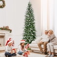 thumbnail image 2 of Gymax 9 FT Pre-Lit Artificial Christmas Tree Snow Flocked Hinged Xmas Tree, 2 of 10