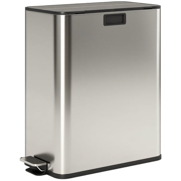 HOMCOM Poubelle de Cuisine Double avec Couvercle à Fermeture Douce, Poubelle en Acier Inoxydable