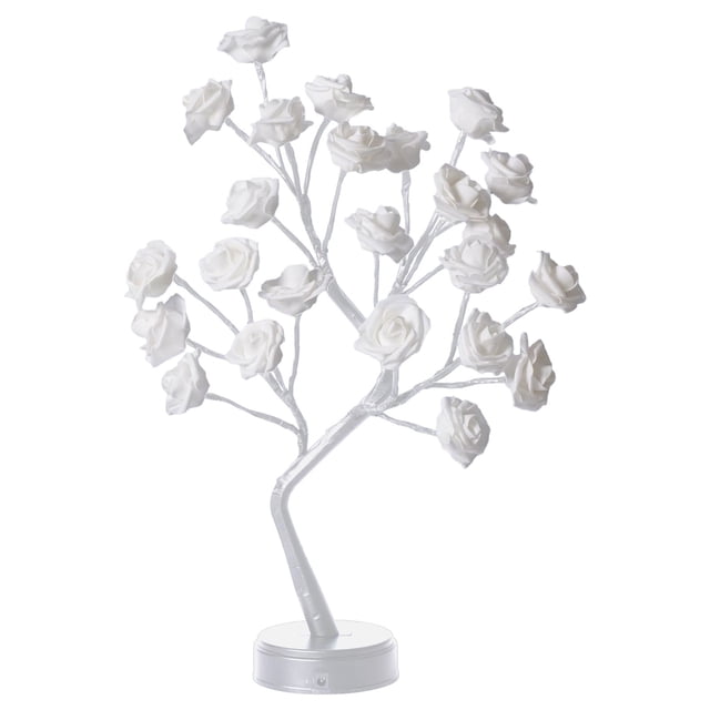 Led Desk Lamprose Flower Table Tree Light 24 Leds Desk Top Bonsai Lighted Tree Battery Operated Usb Plug Powered Tree Table Lamp Rose Flower Desk Tree Lamp for Home Party We