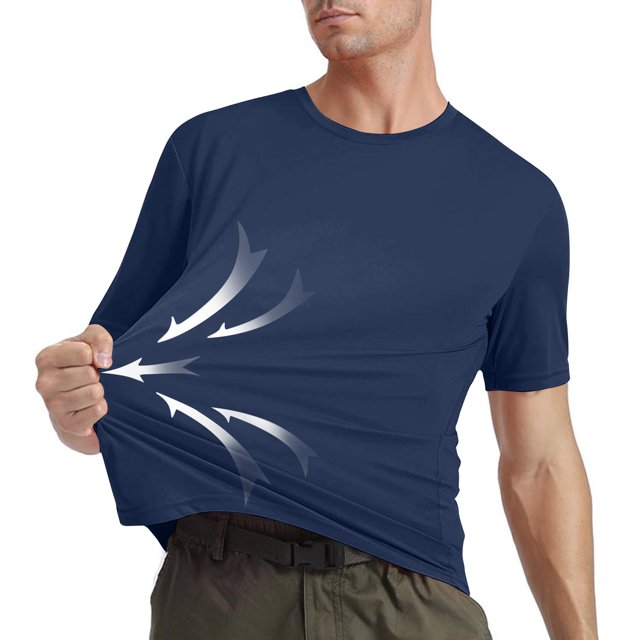 AherBiu Mens Tee Shirts Crewneck Stretch Quick Drying Outdoor Lightweight Performance T-Shirts