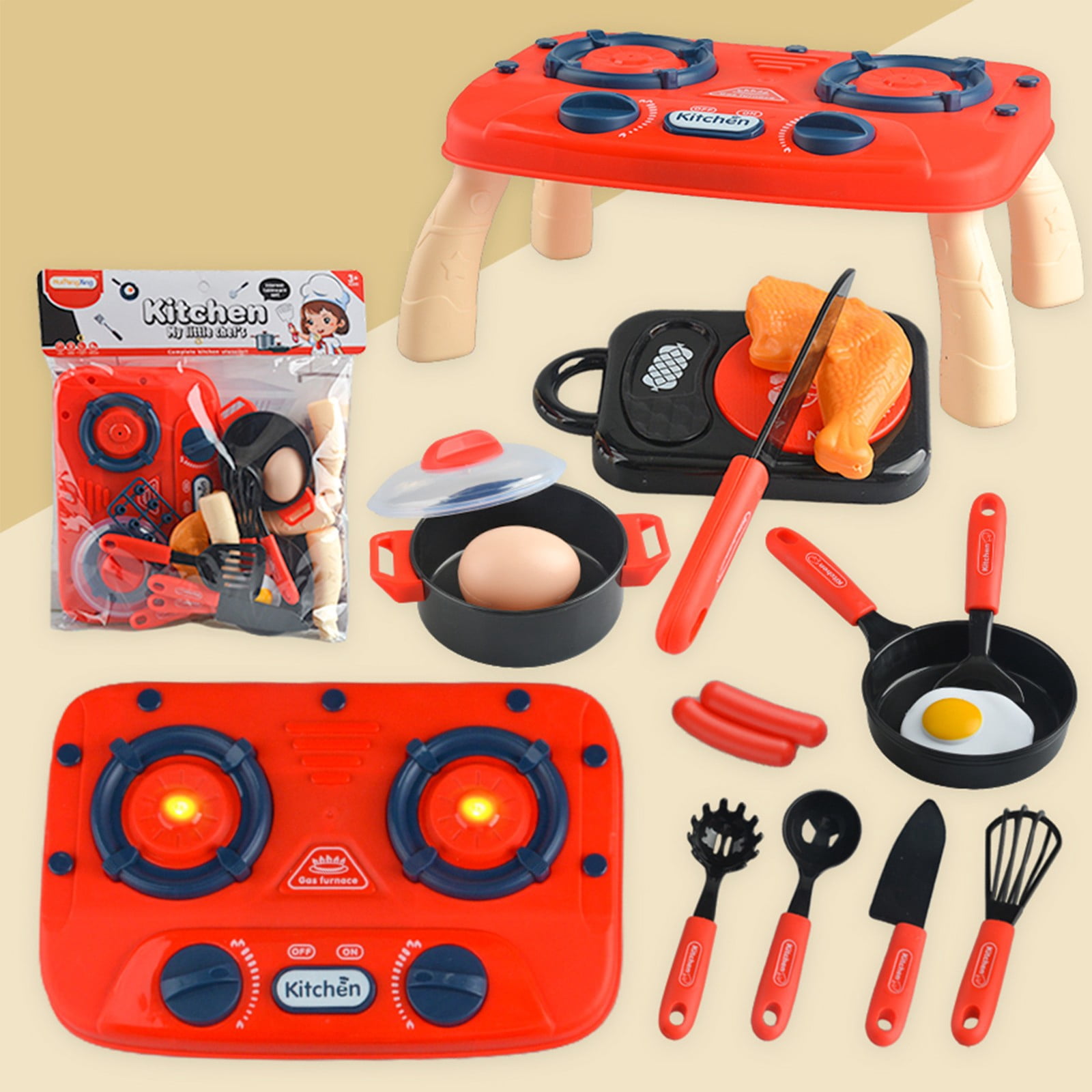 Pretend Play Toys,Pretend Play Sets,Christmas Pretend Play Toys for Girls,Education Toys,Monsori Toys,Children's Play Home Kitchen Toy Set Simulated Cooking and Cooking Girl Baby Cutlery Table