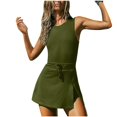 thumbnail image 1 of Timegard Womens Rompers Round Neck Sleeveless Drawstring Backless Workout Skirts Jumpsuit with Shorts, 1 of 7