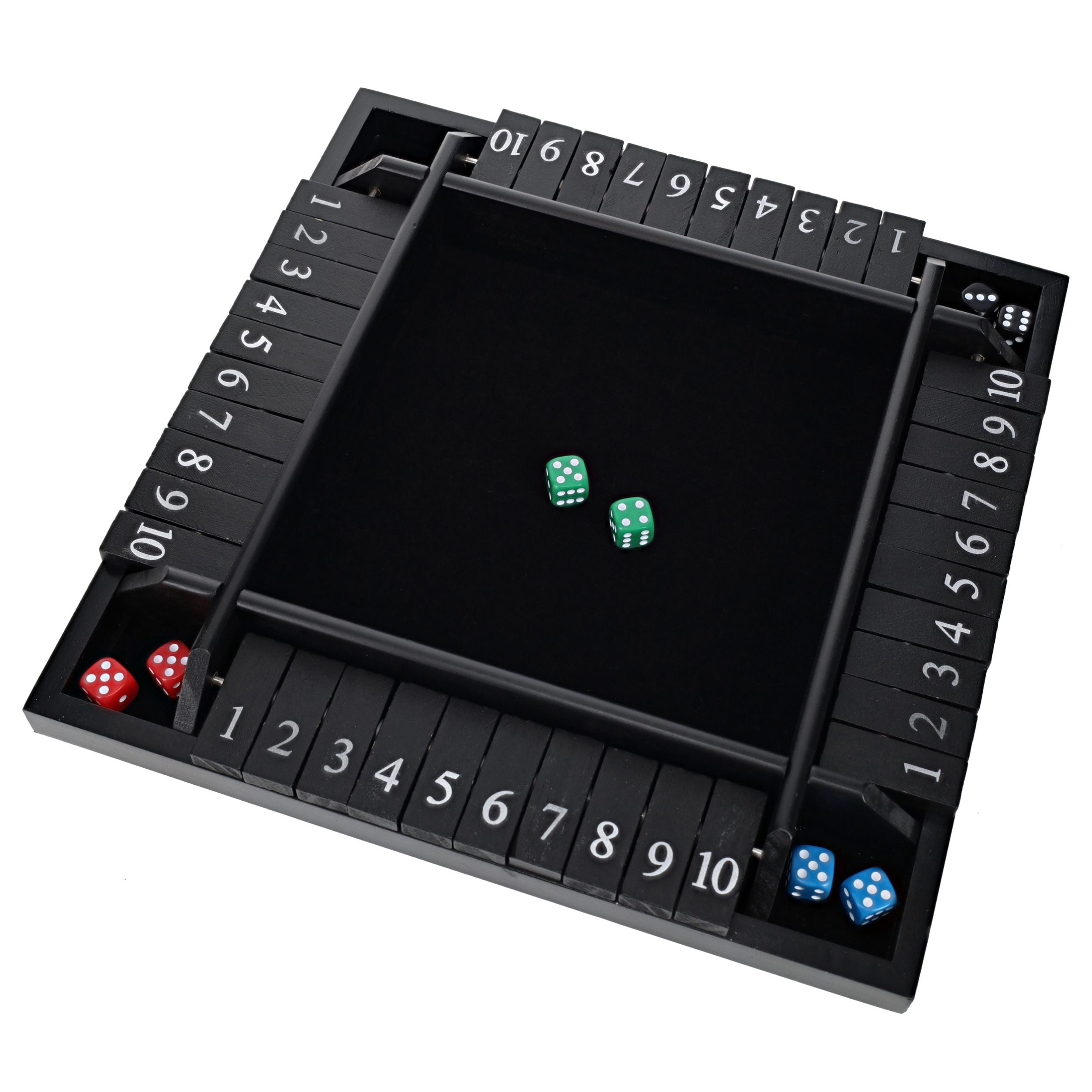 WE Games 4 Player Shut The Box Dice Game - Black Stained - Travel Size