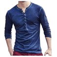 thumbnail image 1 of Pompotops Man V Neck Long Sleeve Shirts Button On Slim for Shirt Leisure Solid Color Top on Sale, 1 of 6