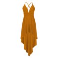thumbnail image 5 of AherBiu Robe de Soirée pour Femmes à Bretelles Croisées, Dos Nu, Sans Manches, Col en V, à Volants, Fluide, Robe de Cocktail, 5 of 5