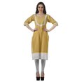 thumbnail image 3 of Moomaya Robes Indiennes pour Femmes Décontractées d'Été Imprimées Manches 3/4 Longue Kurta, 3 of 6