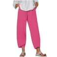 thumbnail image 2 of RXIRUCGD Women's Summer Comfortable Loose Wide Legged Fashion Solid Color Capris, Pink, Size: 5XL, 2 of 5
