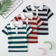 thumbnail image 4 of Zpanxa Chemise Garçon à Boutons Été Col Rayé Mode Manches Courtes Ensemble Décontracté en Coton 3-4 Ans, 4 of 7