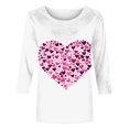 thumbnail image 4 of Penkiiy Chemises de la Saint-Valentin pour Femmes Décontractées Manches 3/4 Col Rond Blouses Imprimé Mignon Tuniques Tops 2025 S Multicolore, 4 of 5