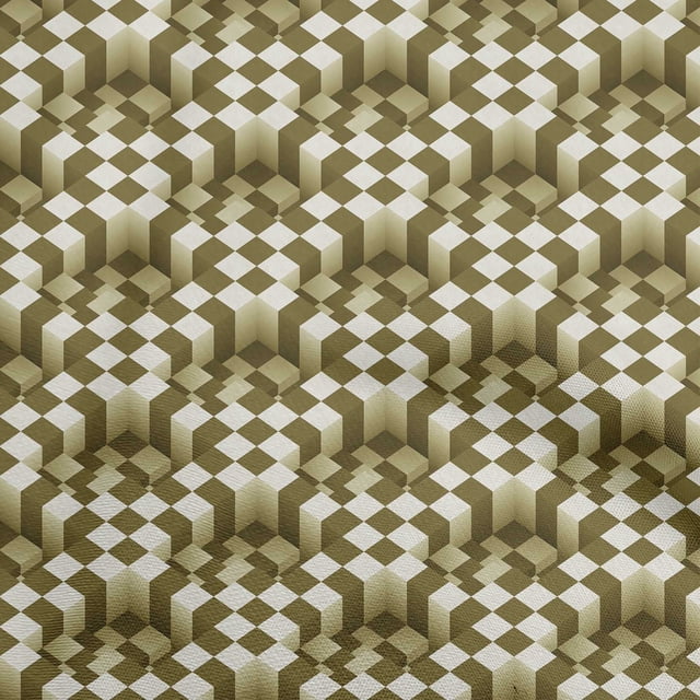 oneOone Rayon Dark Olive Green Fabric Geometrical Craft Projects Decor Fabric Printed By The Yard 56 Inch Wide