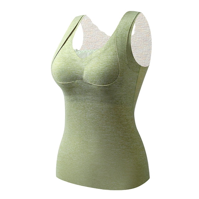 RXIRUCGD Haut Chaud Chauffant pour Femmes, Mode, Uni, à Encolure Ronde, avec Coussinet de Poitrine ( Vert, Taille : M )