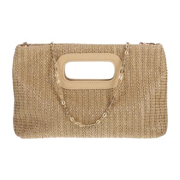 KAKOWELY Pochette en Paille : Sac à Main Tissé en Herbe Simulée, Sac de Soirée Tissé, Sacs de Plage Bohèmes Rustiques Tissés avec Poignée Supérieure pour Femmes Dames Été,12.6x"X6.89"X2.17 Pouces