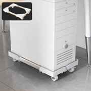 Computer Tower Mobile Stand, Retractable Storage Rack with Universal Wheels for Office and Home Use, Adjustable Steel Frame, White/Black, Desk Organizer with Storage