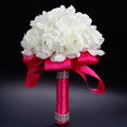 thumbnail image 2 of Faithtur Artificial Wedding Bride Bouquet Romantic Handheld Bridesmaid Flower with Ribbon, 2 of 3