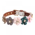 thumbnail image 1 of Pet Adjustable PU Collar for Small Medium Dogs Shiny Lovely Colorful Flowers with Shiny Diamonds, 1 of 11
