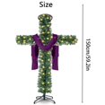 thumbnail image 3 of A Cross-shaped Christmas Tree With Lights, Pre-lit, Elongated, Pencil-shaped Artificial Tree, Complete With A Scarf And Christ Crown, Suitable For, 3 of 3