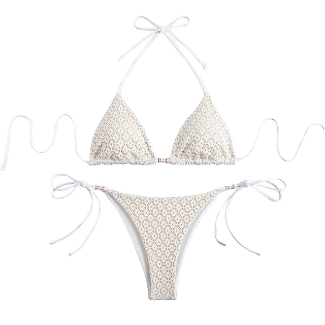 KIHOUT 2025 Women's Triangle Bikini Floral Printed Bikini Set Two Piece Summer Swimsuit Bathing Suits for Beach Pool Party