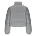thumbnail image 5 of hoksml Women's Cropped Puffer Jacket with Drawstring Hem, Stand Collar Boxy Zip Front Casual Streetwear Short Jacket, 5 of 5