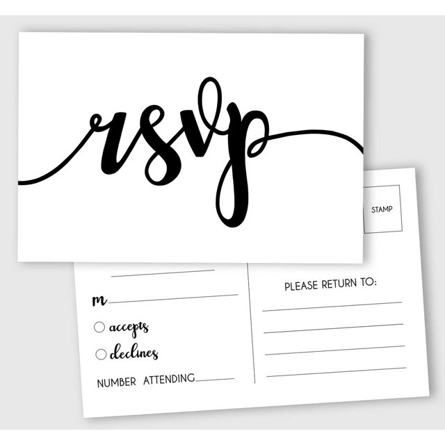Inkdotpot 50 Cartes Postales Vierges RSVP Élégantes à Imprimé Style Script 4"X6" Cartes de Réponse, Carte de Réponse RSVP pour Mariage, Shower Nuptiale, Shower de Bébé
