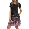 thumbnail image 1 of SMihono Robe d'Été Grande Taille pour Femmes 2023 Mode Décontractée Col Rond Couleur Unie Imprimée Manches Courtes, 1 of 6