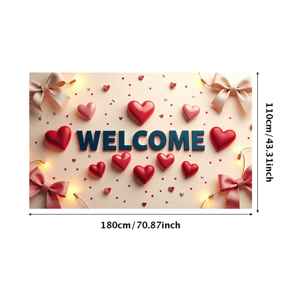 Bannière de Célébration de la Saint-Valentin avec Motif de Cœur de Bienvenue, Décorations de Fête, Toile de Fond, Thème Romantique, Accessoires d'Amour, Photographie, Cadeau pour Événement