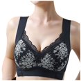 thumbnail image 3 of CHUANK Women‘s Front Closure Posture Wireless Back Support Lace Full Coverage Bra Sky Blue 4XL, 3 of 7