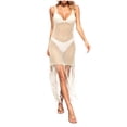 thumbnail image 1 of Plebaso Cache-Maillot au Crochet pour Femmes, Robe de Plage en Maille Tricotée à Franges, Maillot de Bain Sans Manches, Cache-Maillot, 1 of 6