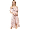 thumbnail image 1 of INSPIRE CHIC Robe Midi Évasée à Fleurs pour Femme à Bretelles Spaghettis Volantées S Rose, 1 of 7