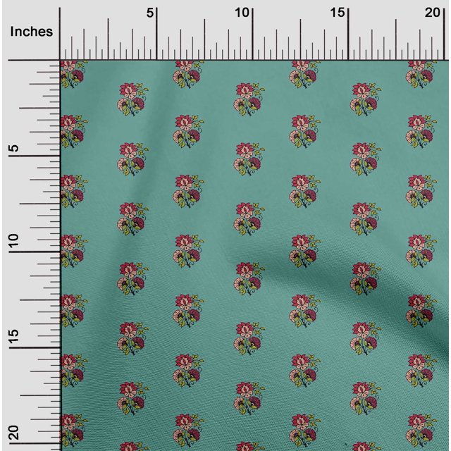 oneOone Cotton Flex Fabric Floral Block Print Fabric BTY 40 Inch Wide