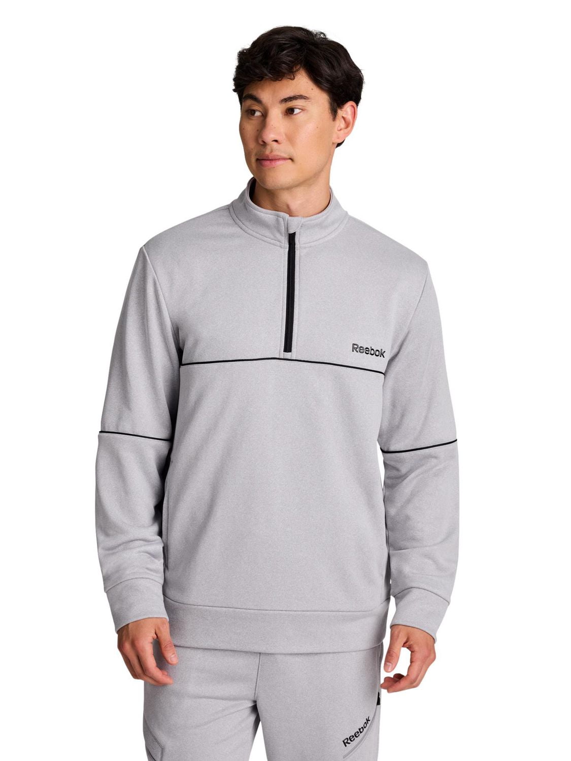 Reebok Chandail en tissu éponge à quart de fermeture éclair pour hommes