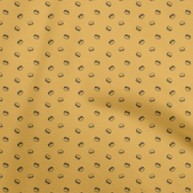 oneOone Coton Flex Jaune Moutarde Tissu Rétro Minimal Burger Matière de Robe Tissu Imprimé Tissu au Mètre 40 Pouces de Large