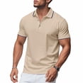thumbnail image 1 of Weiqiqre Men Shirts Short Sleeve Button Down Shirts Classic Stripe Golf Polo Collared Work Shirts, 1 of 9