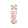 thumbnail image 2 of BLISSFUL STEP Women's Open Toe Lace Up Chunky High Heels Sandals Light Pink (Size 8), 2 of 6