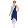 thumbnail image 1 of RUNQHUI Filles Enfants Sans Manches Ballet Lyrique Danse Contemporain Moderne Costumes Robe Asymétrique en Maille Bleu Marine 14, 1 of 7