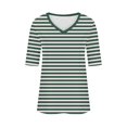 thumbnail image 4 of Penkiiy T-Shirts à Manches Courtes à Blocs de Couleur Rayés pour Femmes, Col Rond, Décontractés, Amples, Chandails à Enfiler, Hauts d'Été, Tee-Shirt 3TG Vert, 4 of 5