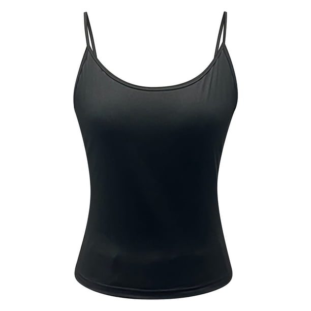 Wdgfv Womens Basic Double Lined Scoop Neck Tank Tops Adjustable