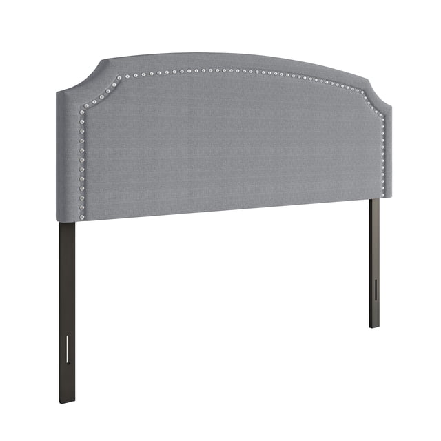 Cora Upholstered Clipped-corner Headboard w/ Nailhead Trim Grey King