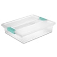thumbnail image 1 of Sterilite Large Clear Plastic Storage Bin w/Clear Lid & Aqua Latch, 24 Pack, 1 of 11