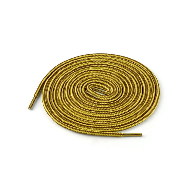 INSPIRE CHIC Unisex Round Rope Dual Colored Striped 1/5 Thick Boot Shoelace 120cm / 47.24" Gold Yellow Brown