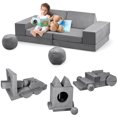 thumbnail image 1 of GloryStar 12Pcs Kids Sofa, Modular Play Couch Set with Fold Out Design, Includes Balls & Tunnel, Convertible Soft Foam Sectional for Children’s Playroom—Perfect for Sleeping, Playing, and Creating, 1 of 8