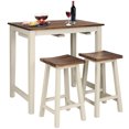 thumbnail image 1 of Gymax 3-Piece Bar Table Set Counter Pub Table& 2 Saddle Bar Stools w/ Hanging Design, 1 of 10