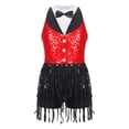 thumbnail image 4 of YONGHS Enfants Filles Paillettes Latin Jazz Robe de Danse à Franges Smoking Danse Moderne Justaucorps Combinaison Rouge 6, 4 of 7