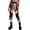 blackwhite, variant on Women‘s Ladies Hollow Out Patchwork/ Solid Loose High Waist Fit Buckle Trousers for Club Wear Bottomless Festival Pants Legging