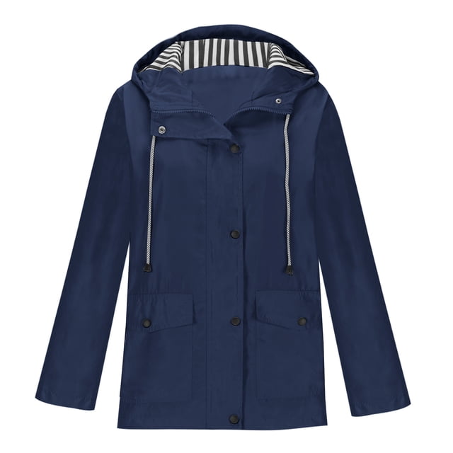 MeetoTime Manteau de Pluie Imperméable pour Femme Mi-Long à Capuche Coupe-Vent Extérieur Randonnée Imperméable Tailles Régulières et Plus