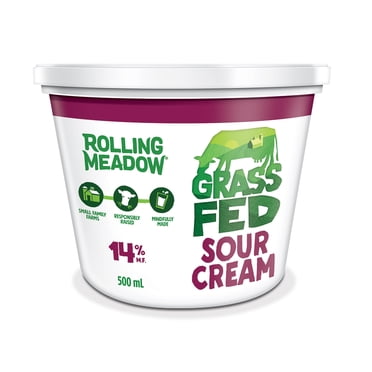 Rolling Meadow Grass Fed Sour Cream 14% M.F., Plain