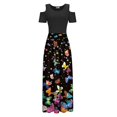thumbnail image 3 of Robes d'Été Noires pour Femmes 2022 Robe Décontractée Élégante pour Femmes à Épaules Dénudées avec Poches, Imprimé Floral, Maxi à Manches Courtes, 3 of 5