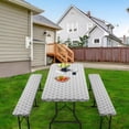 thumbnail image 1 of UsRHHA Waterproof Elastic Table Cover Set for Outdoor Picnic, 3-Piece Vinyl Tablecloth with Flannel Backing Fits 30x72 Inch Table, Patio Table Protector, 1 of 6