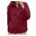 thumbnail image 1 of Kcodviy Women's Solid Color Fleece Sweaters Women Jacket Collar Zip Up Raffle Jacket Cozy Outerwear Fleece Women Fleece Shirts for Women Petite Jackets, 1 of 3