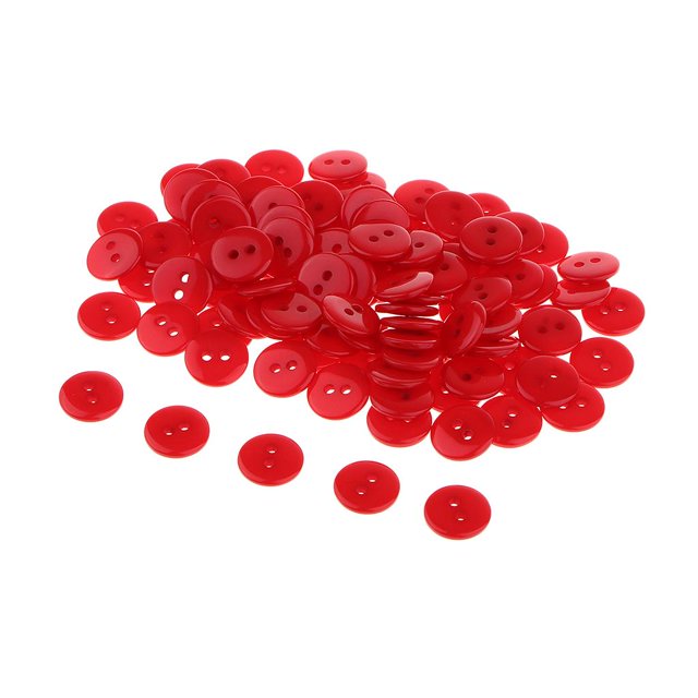 Bouton en Résine pour Vêtements Pulls Sacs Ceinture Accessoire de Couture, Rouge, 1cm